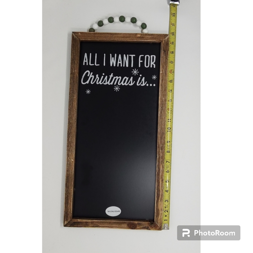 20x10 All I Want for Christmas Chalkboard Sign Rustic Holiday Wall Hanging - Picture 2 of 5